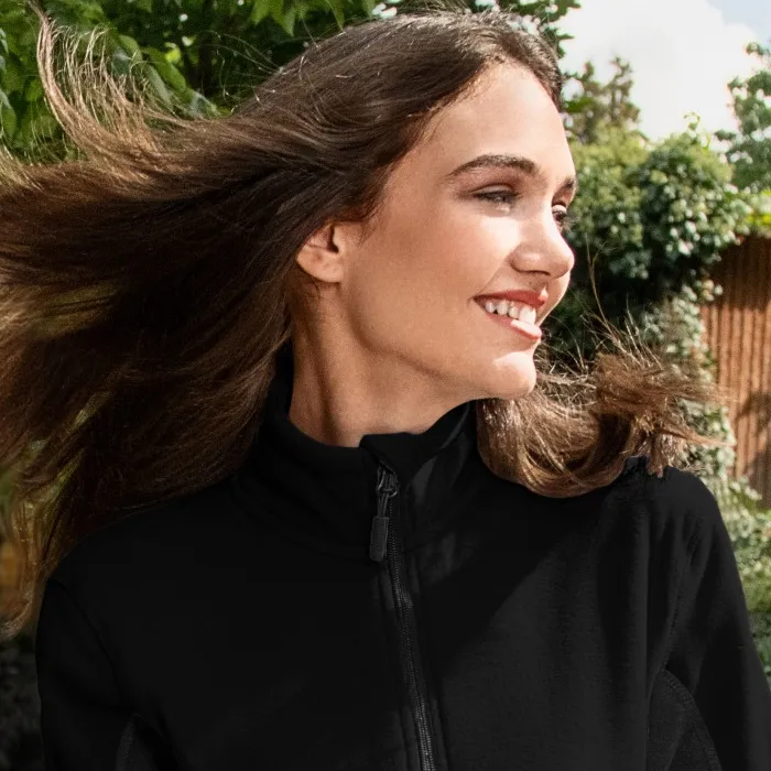 Dámská fleecová bunda kontrastní - Zvednutý límec proti chladu na krku