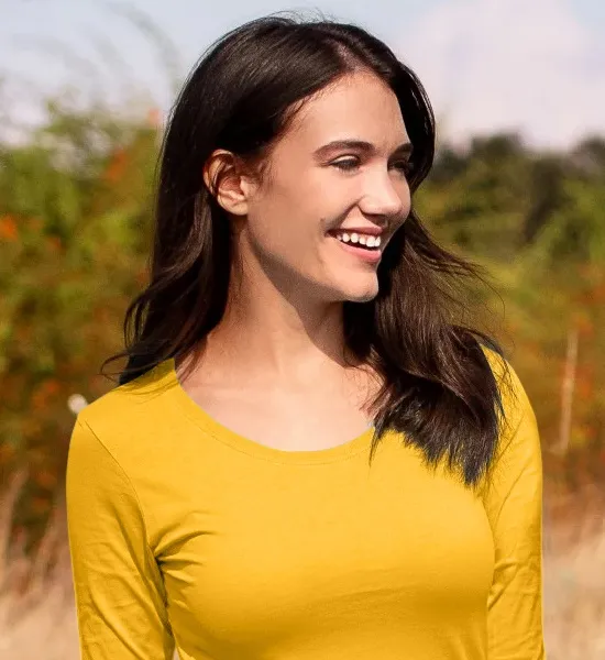 Dámské triko s dlouhými rukávy - Hlubší kulatý výstřih