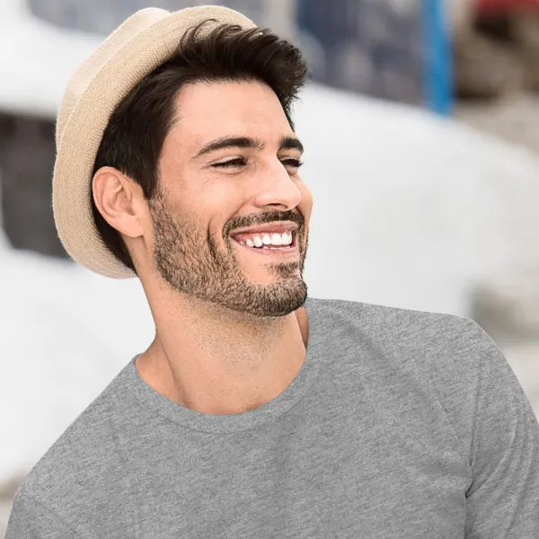 Pánské triko s dlouhým rukávem - Klasický kulatý výstřih