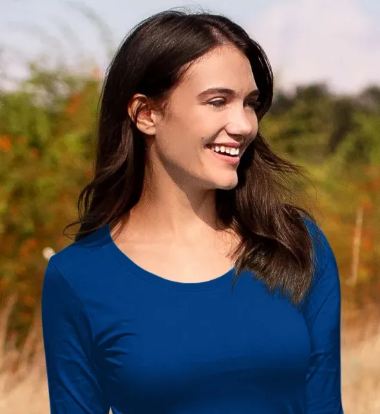 Dámské triko s dlouhými rukávy - Hlubší kulatý výstřih