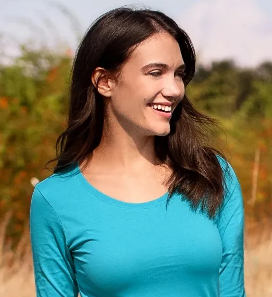 Dámské triko s dlouhými rukávy - Hlubší kulatý výstřih