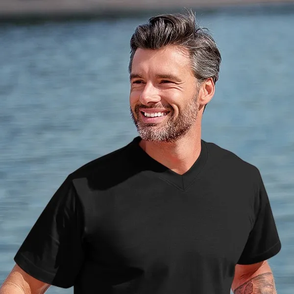 Tričko s krátkým rukávem, středně hrubé - Výstřih do V