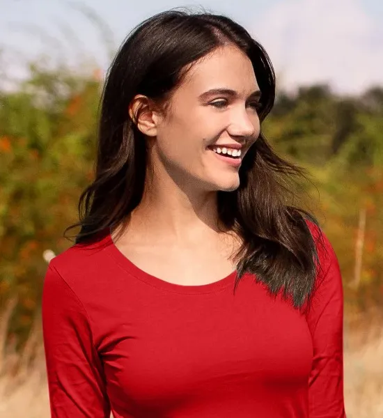 Dámské triko s dlouhými rukávy - Hlubší kulatý výstřih