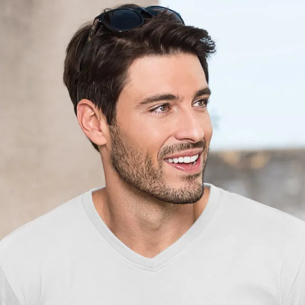 Triko s krátkým rukávem, hrubší - Výstřih do V