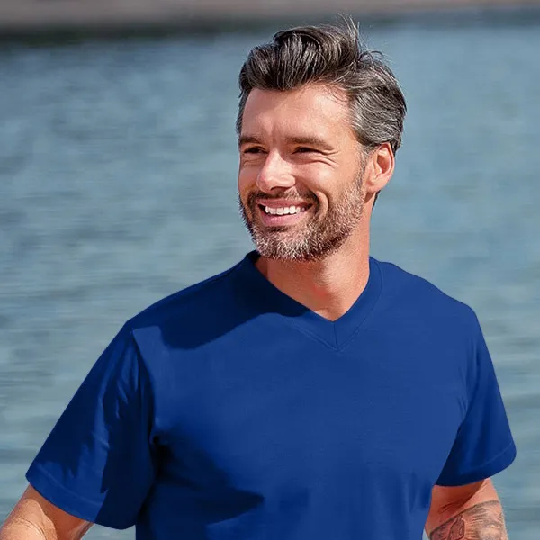 Tričko s krátkým rukávem, středně hrubé - Výstřih do V