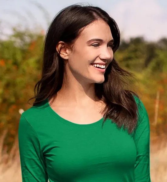 Dámské triko s dlouhými rukávy - Hlubší kulatý výstřih