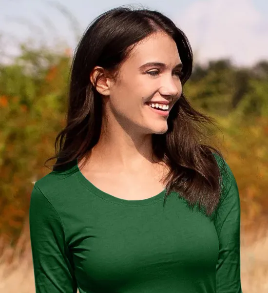 Dámské triko s dlouhými rukávy - Hlubší kulatý výstřih