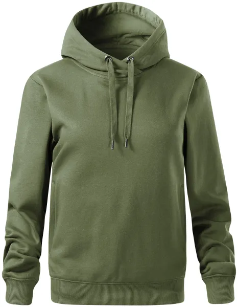 Pohodlná dámská mikina s kapucí - Volný střih s bočními švy